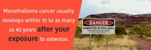 mesothelioma cancer develops within 10 to 40 years after exposure